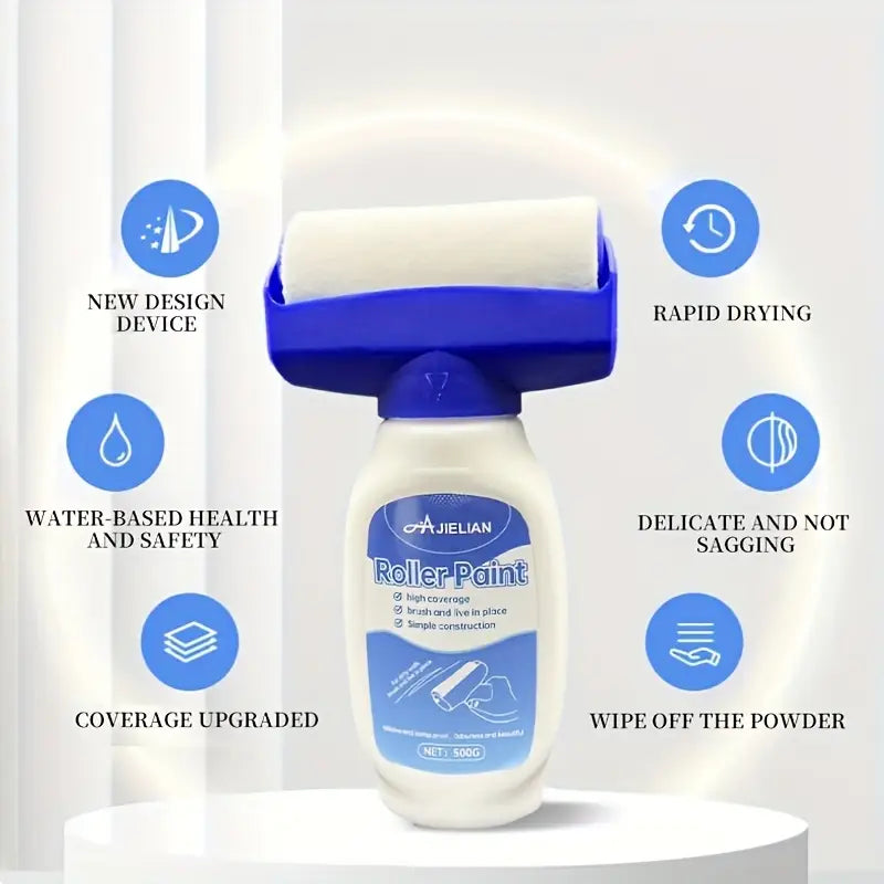 【Factory Direct Sales】DIY Wall Repair Paint Kit With Roller And Removable Brush Head - Easy Fill Wall Filler For Home Decor, Renovation, Painting, And Maintenance 500g Options - Versatile Indoor/Outdoor Wall Paint Tool