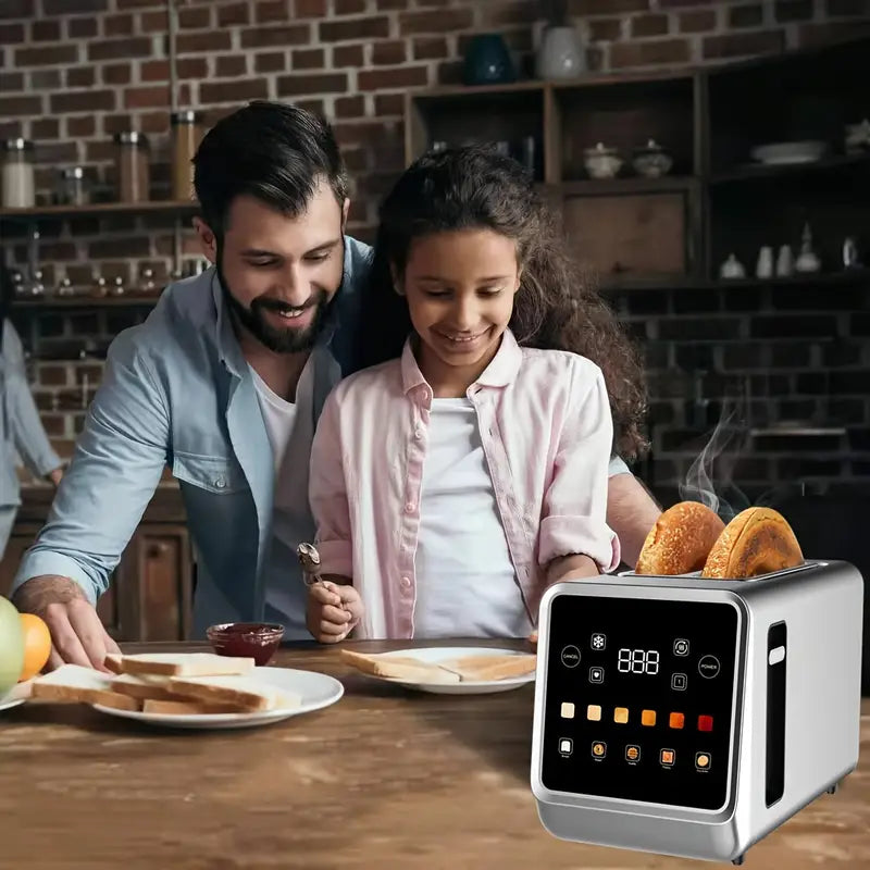 【Touchscreen Toaster】 2-slice toaster with digital timer, 6 bread types and 6 color settings